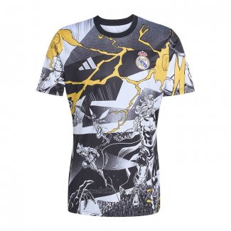 Camiseta Pre Partido del Real Madrid 2025-2026 Negro Blanco