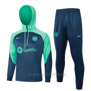 Chandal de Sudadera del Barcelona Nino 2023-2024 Azul y Verde