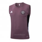 Camiseta de Entrenamiento Manchester United Sin Mangas 2025-2026 Rojo Purpura