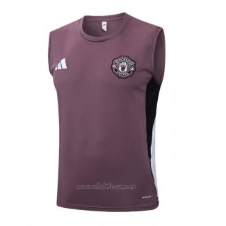 Camiseta de Entrenamiento Manchester United Sin Mangas 2025-2026 Rojo Purpura