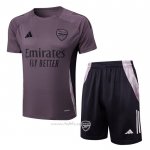 Chandal del Arsenal Manga Corta 2024-2025 Gris Purpura - Pantalon Corto