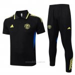 Conjunto Polo del Manchester United 2025-2026 Negro Amarillo
