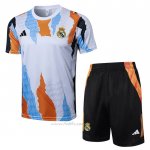 Chandal del Real Madrid Manga Corta 2024-2025 Blanco y Amarillo - Pantalon Corto