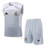 Chandal del Real Madrid Sin Mangas 2025-2026 Gris Blanco