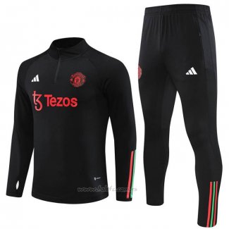 Chandal de Sudadera del Manchester United Nino 2023-2024 Negro