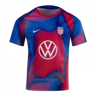 Camiseta Pre Partido del Estados Unidos 2024 Azul y Rojo