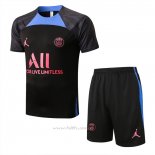 Chandal del Paris Saint-Germain Jordan Manga Corta 2022-2023 Negro y Azul - Pantalon Corto