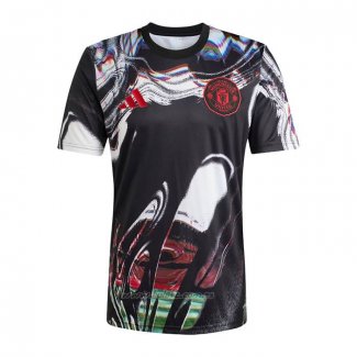 Camiseta Pre Partido del Manchester United 2025-2026 Negro Blanco