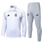 Chandal de Sudadera del Real Madrid Nino 2025-2026 Blanco Gris