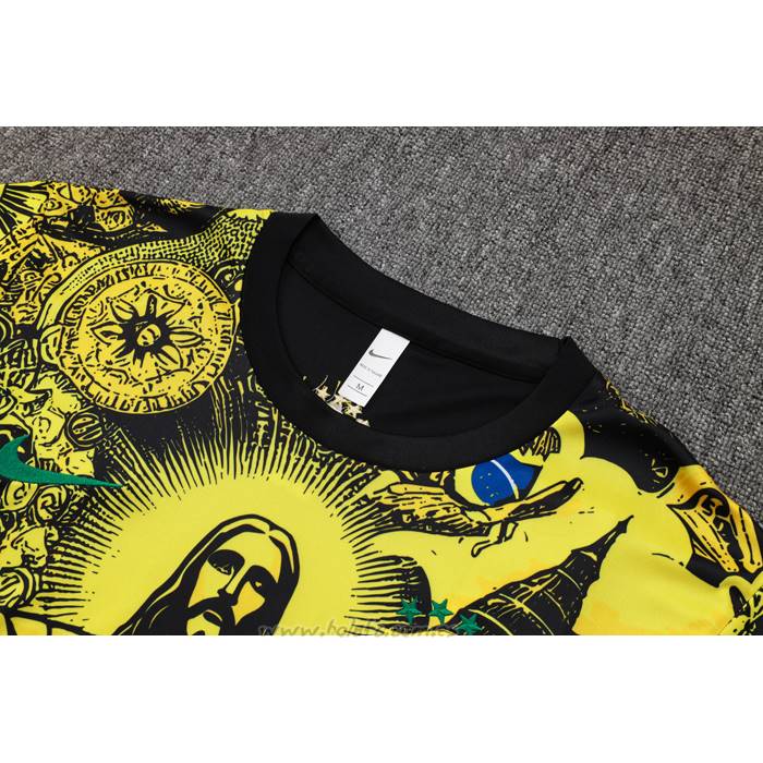Chandal del Brasil Jesus Manga Corta 2024-2025 Amarillo - Pantalon Corto