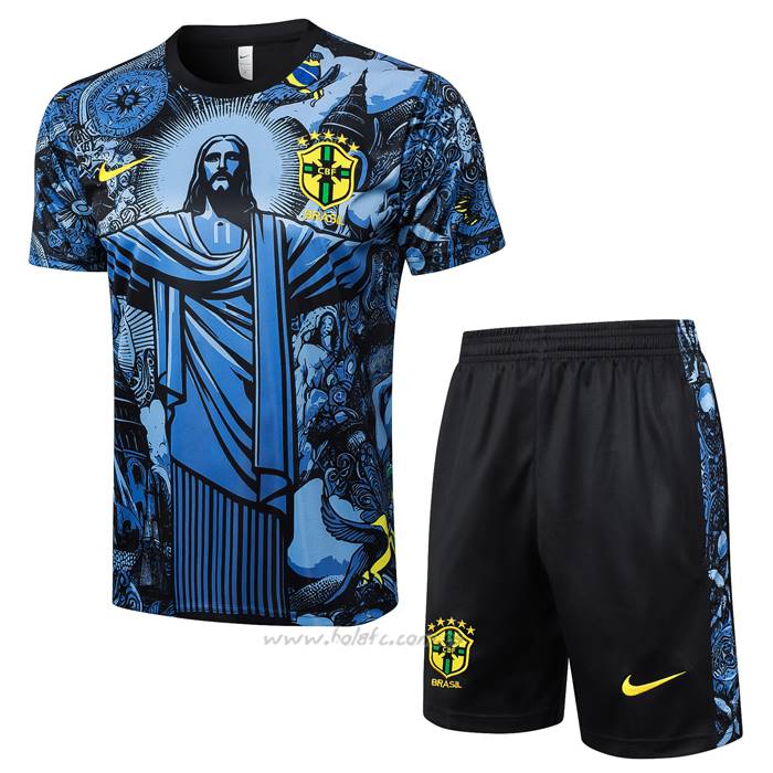 Chandal del Brasil Jesus Manga Corta 2024-2025 Azul - Pantalon Corto