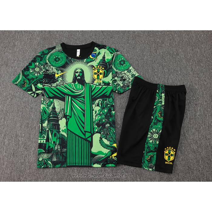 Chandal del Brasil Jesus Manga Corta 2024-2025 Verde - Pantalon Corto