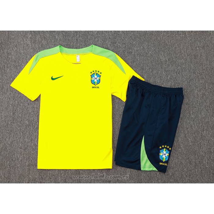 Chandal del Brasil Manga Corta 2024-2025 Amarillo - Pantalon Corto