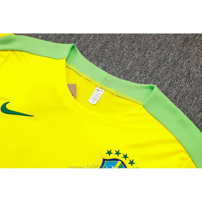 Chandal del Brasil Manga Corta 2024-2025 Amarillo - Pantalon Corto