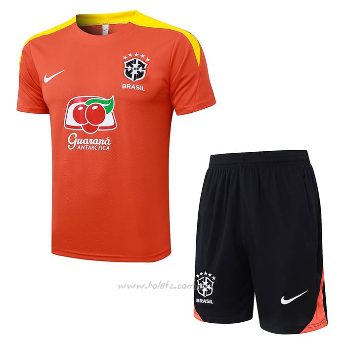 Chandal del Brasil Manga Corta 2025-2026 Naranja - Pantalon Corto
