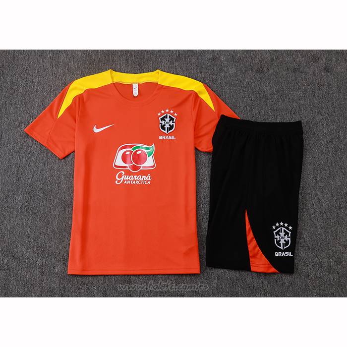 Chandal del Brasil Manga Corta 2025-2026 Naranja - Pantalon Corto